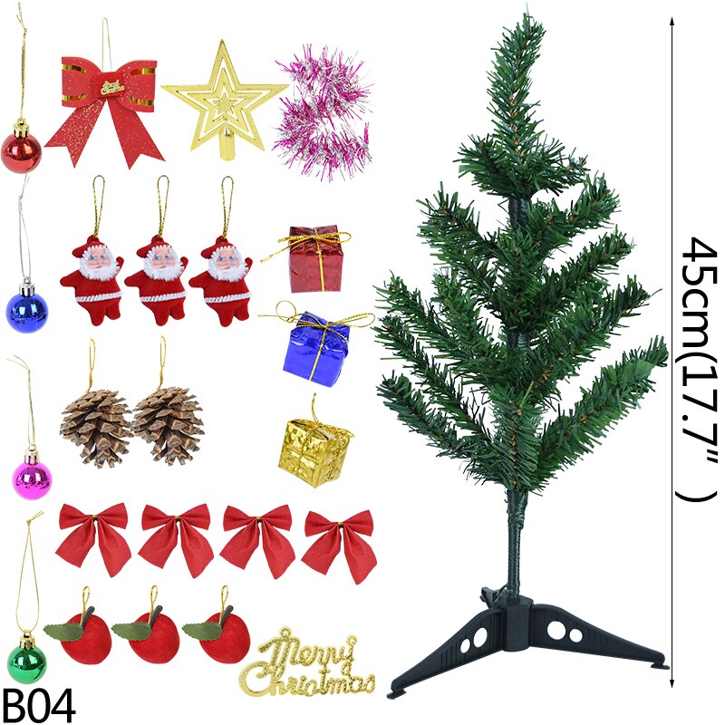 30/45cm PVC Christmas Tree DIY Hand Assemble With 23Pcs Christmas Tree Ornaments For Home Year Party Kids Navidad: 45cm with 23decor