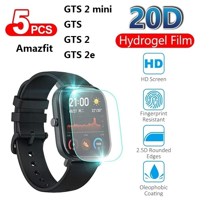 5 pièces Film Hydrogel écran protecteurs pour Amazfit GTS 2 Mini 2e (non verre trempé) Amazfit GTS 2e 2 Mini protection écran protecteur feuille de Film