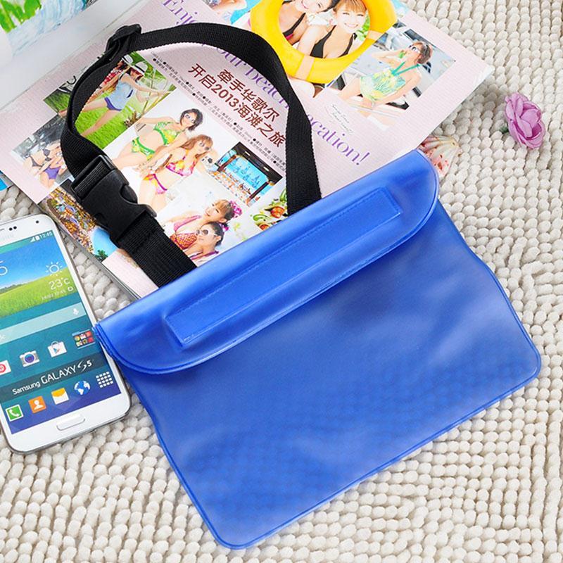 Vandtæt pose telefoner bærbar taske mobil kajakpung kano camping: Blå