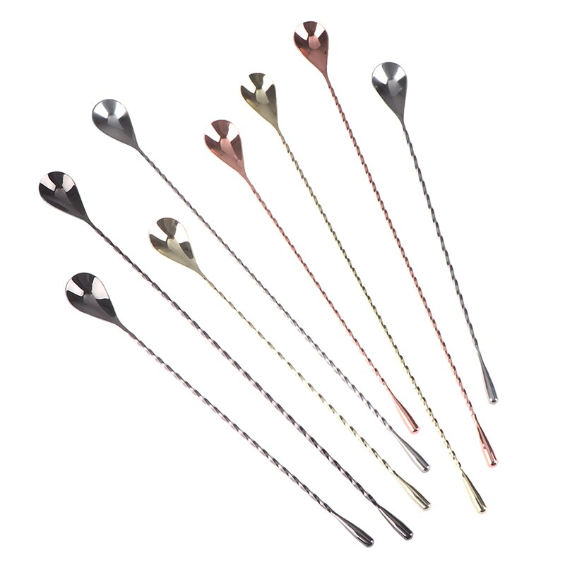 Stir Spoon Stainless Steel Mixing Cocktail Spoon Spiral Pattern Bartender Tools Bar Teadrop Spoon 30/40cm Bar Tool