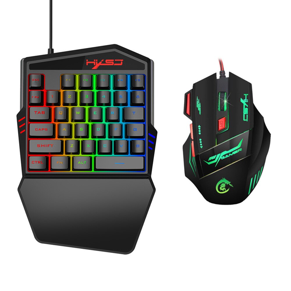 HXSJ 35 Buttons Gaming Keyboards Mouse&Keyboard Kit Backlight Gaming Key-Pad Mouse Combo Set Mobile Phones Accessories
