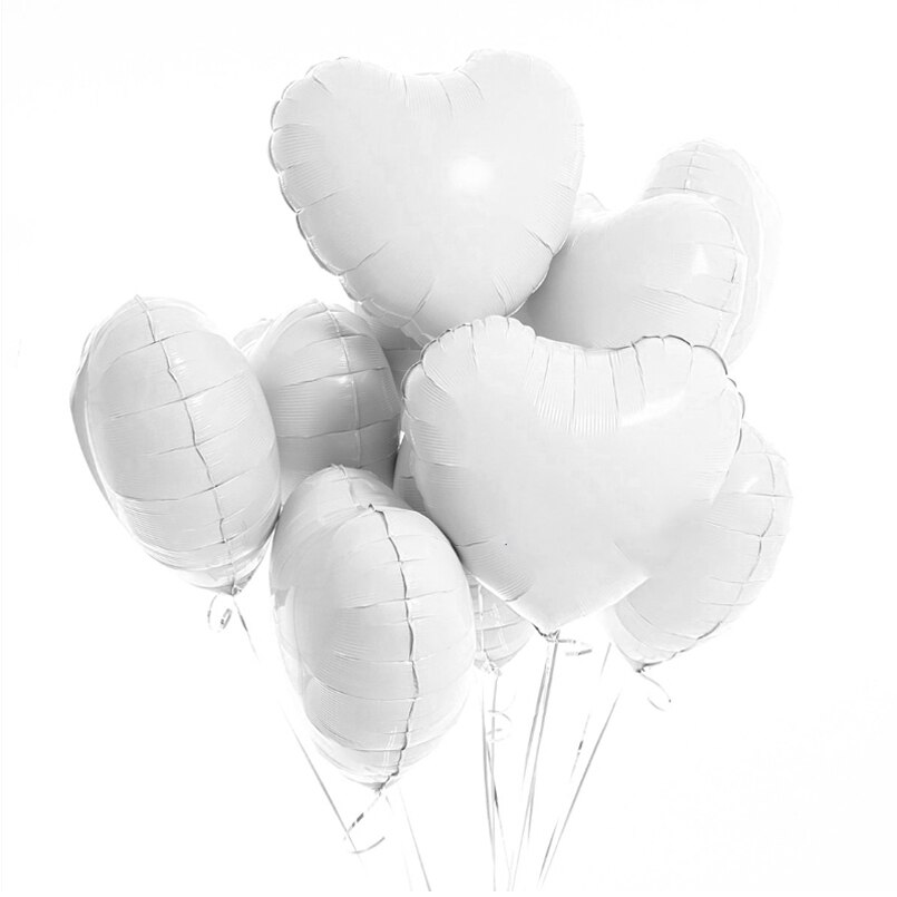 Globos en forma de corazón de aluminio rosa y oro rojo de 18 pulgadas, 5 uds., globos en forma de corazón románticos de amor, globos de aluminio, decoración de de cumpleaños o boda: white