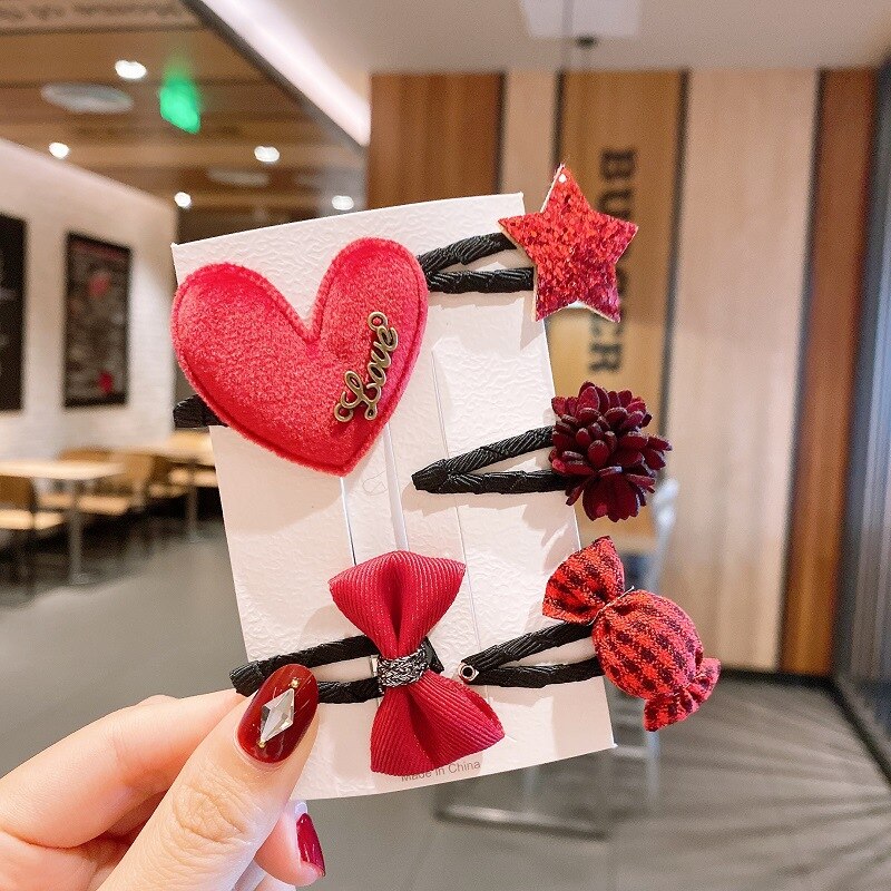 5 Teile/satz freundlicher Baby Nette Blume Bogen Stern Haar Clips Mädchen Karikatur Haarnadeln Barrettes Ornament freundlicher Haar Zubehör: Stil5