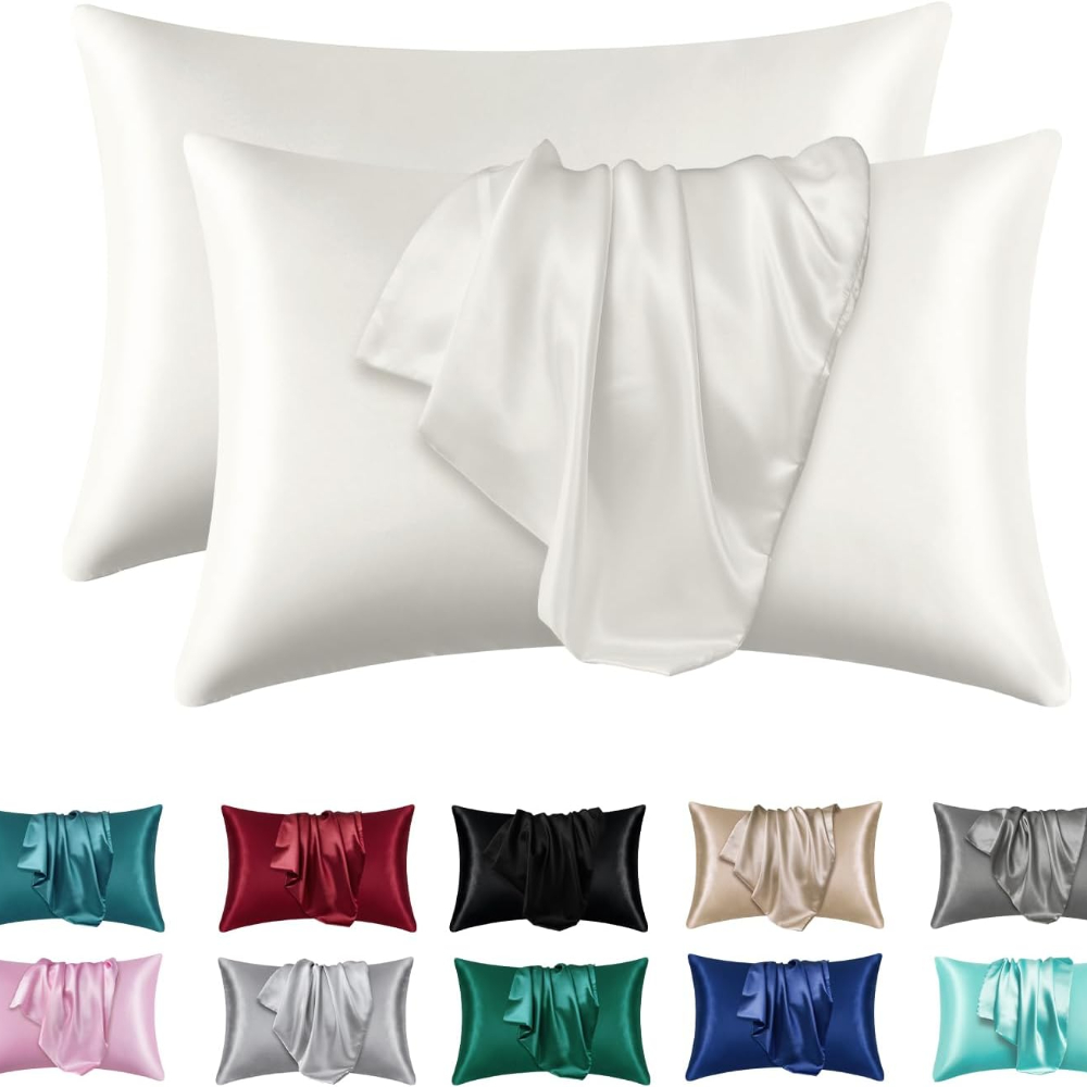 2 stücke Satin- Seide Kissen bezug für Haar und Haut, Korallen Kissen bezüge Standard größe Satz von Super weichen Kissen bezug: 470*740mm / Weiß