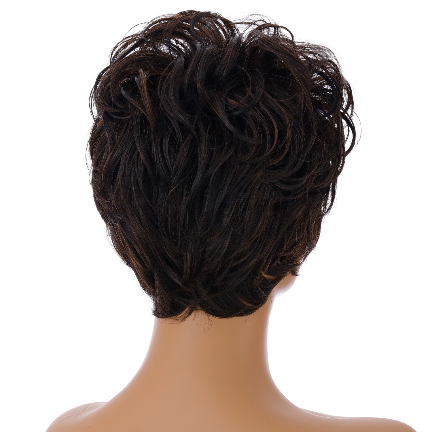 Short Curly Wigs for Black Woman Synthetic Black mixed Brown Hair Fluffy Party Daily Use Heat Resistant Wigs