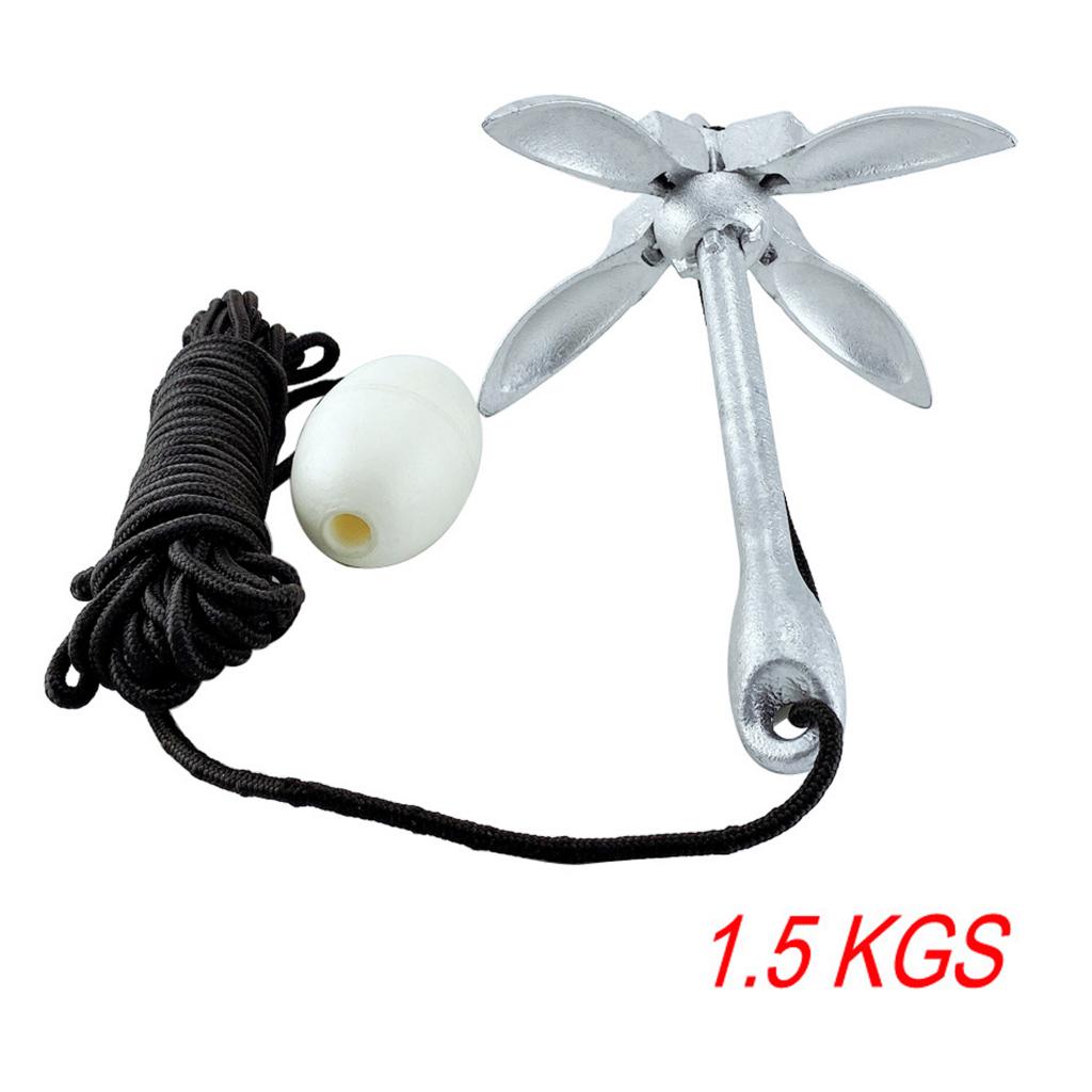4 tine Mooring Docking Hardware Boat Folding Grapnel Anchor for Small Watercraft