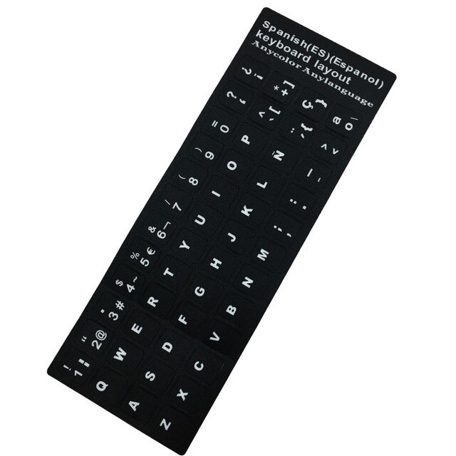 Autocollants clavier d'ordinateur portable étanche espagnol/anglais/russe/français Deutsch/arabe/coréen/japonais/hébreu/thaï disposition du clavier: Spanish Black