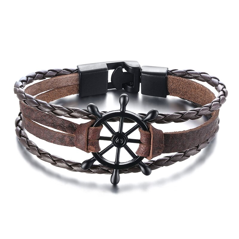 Bracelet rétro rotatif en perles d&#39;os de poisson pour hommes, bijoux tribaux originaux, manchette de surfeur, longueur réglable: BL457ZB