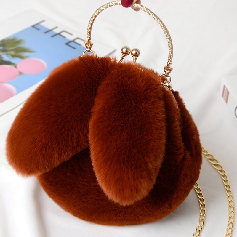 Cute Plush Rabbit Crossbody Bags for Women Korean Version Cute Purses and Handbags Girls Rabbit Ear Shoulder Messenger Bag: light green