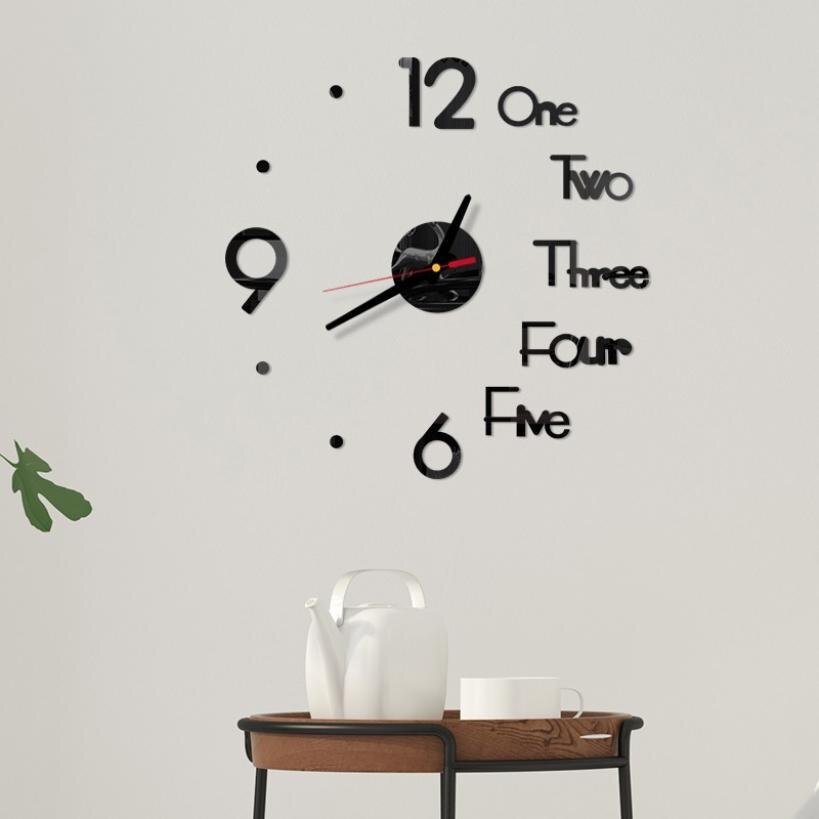 Diy digitale klok acryl spiegel 3d muursticker klok zelfklevend voor thuis slaapkamer kantoor decoratie kleine wandklok