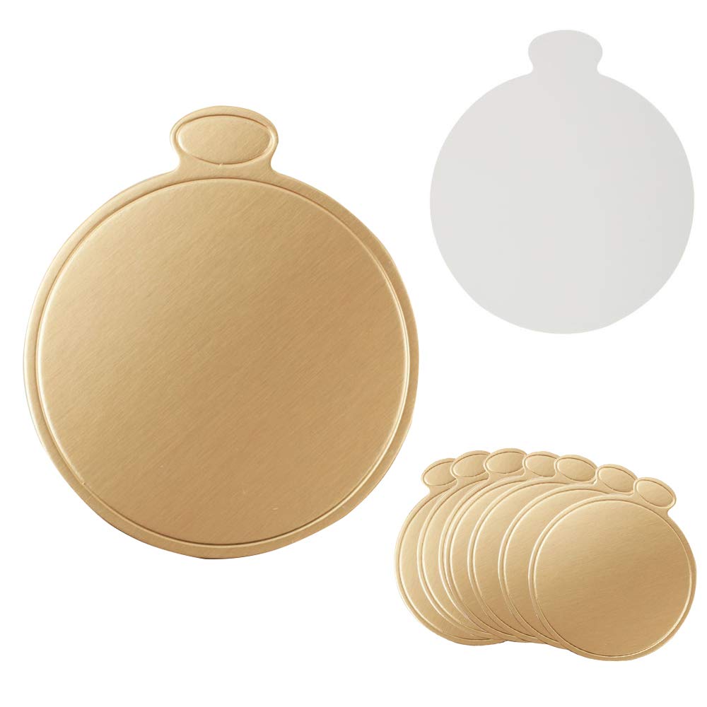 100 st/förpackning tårta kartong mini tårtbräden cupcake dessertbricka multiformad papper gyllene botten tårta bakverk dekorativt kit party
