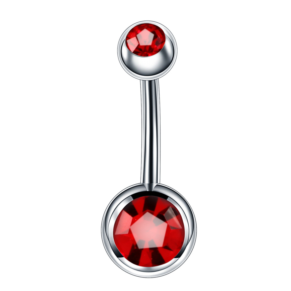 1 pièces coeur rouge nombril anneaux acier vert cristal ventre haltère nombril Piercing papillon pour femmes filles Piercing Ombligo: Couleur or pur