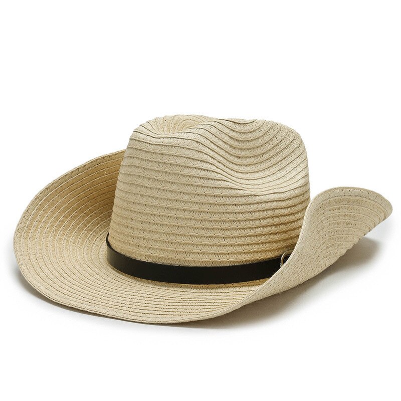 Sombreros de vaquero de paja para hombre, gorros grandes plegables, a prueba de viento, para primavera y verano: 03