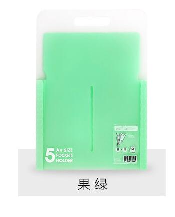 4 kleur multi-layer 5 index verticale draagbare orgel zak PP map student papers bestandsmap zak: green