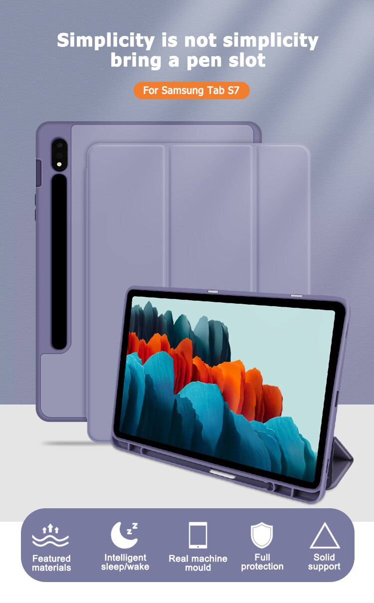 For Samsung Galaxy Tab S7 FE LTE 12.4&quot; PLUS case for Samsung Tab S7 11 Case with Pencil holder S8 PLUS 12.4 Cover Auto Sleep