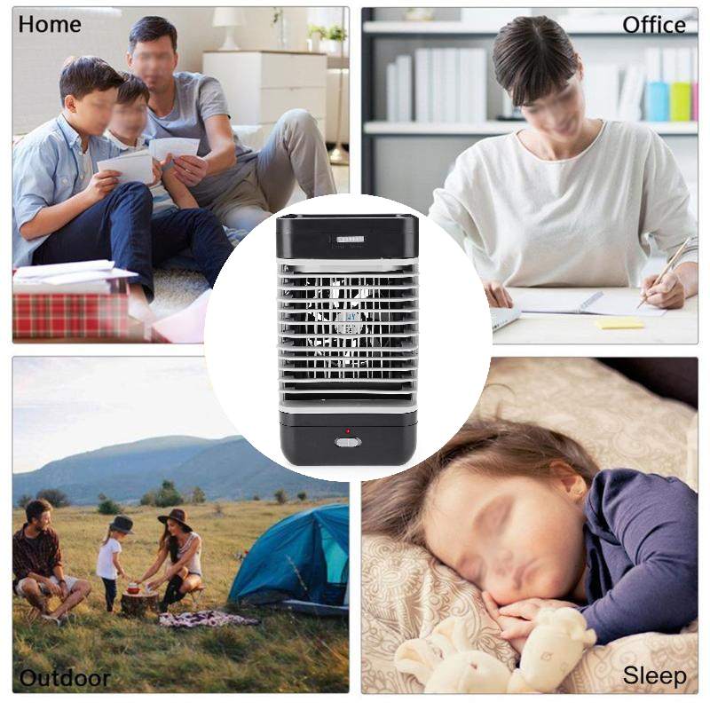 AC220V Mini Portable Air Conditioner Humidifier Purifier Desktop Cooling Fan Air Cooler Black Fan for Camping Outdoor Activities