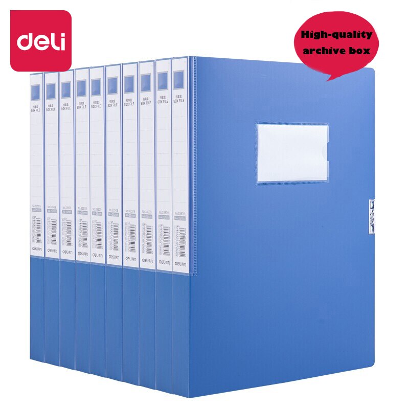 Deli 1pcs A4 File Box Gluing Plastic Storage Box File Organizer Box Document Box Thickening Label Organiser Office Supplies