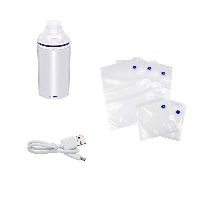Food Vacuum Sealer Machine With 5 Pack Zipper Vacuum Bags,Small And Handheld Vacuum Packing Machine For Kitchen And Home Use Whi