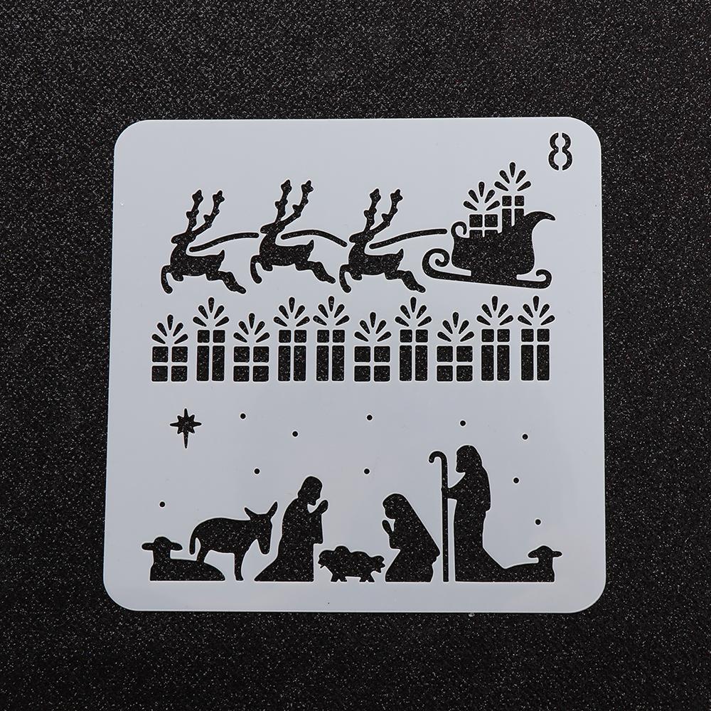 Plantillas huecas de Navidad para pintura de pared, álbum de sellos para estampado de álbum, tarjeta de papel en relieve decorativa, plantilla de flores