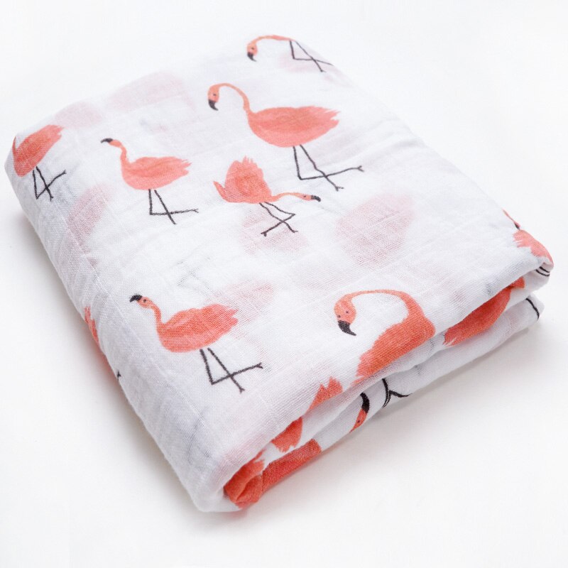 Fashionable Cotton Baby Blankets Newborn muslin Baby Swaddle Wrap Soft Infantil Receiving Blanket baby bed Stroller Accessories: Flamingos