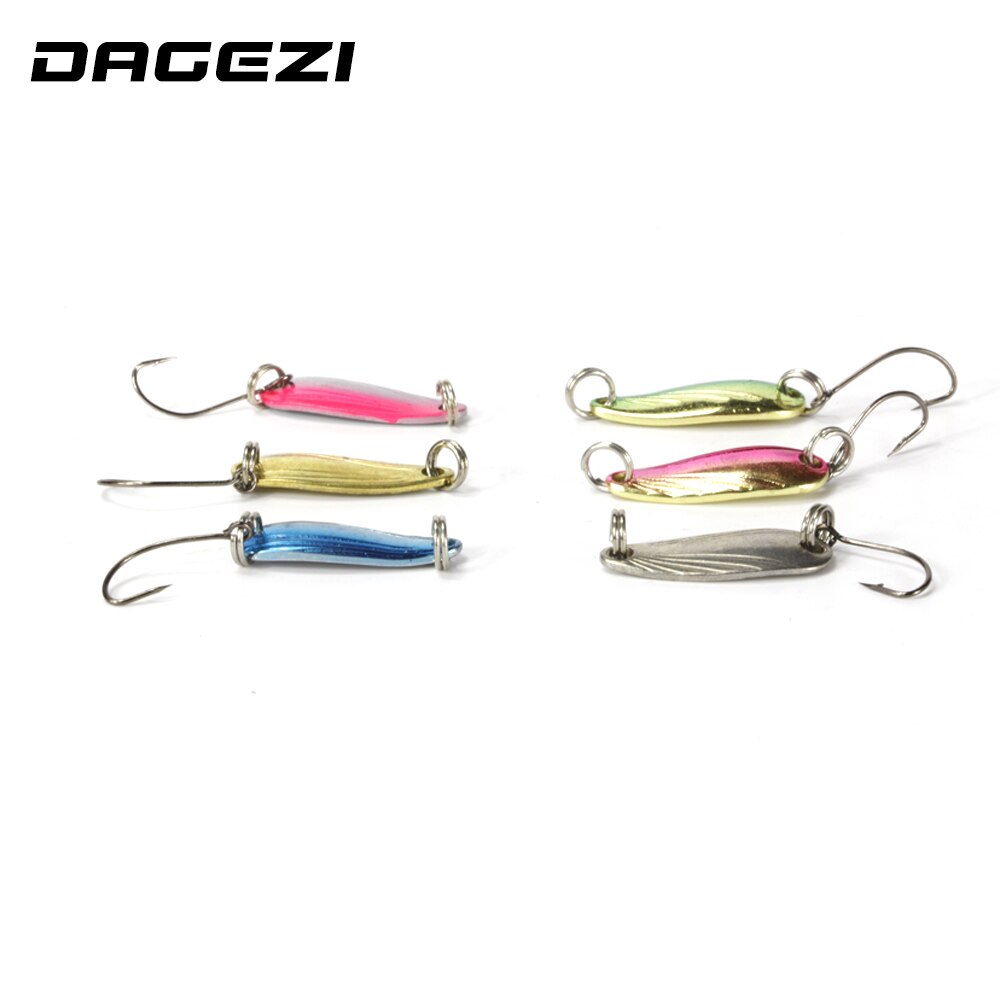 DAGEZI 6 stks/partij 4.5 cm/3g vissen lokken 6 kleuren Shell Textuur metalen Lokken visaas lepel lokt visgerei pesca