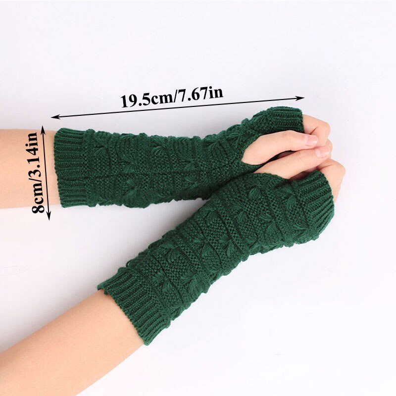 Korean Version Arm Cover Winter Thicken Knitted Woolen Gloves Half Finger Sleeve Arm Warmer Protection Fingerless Gloves