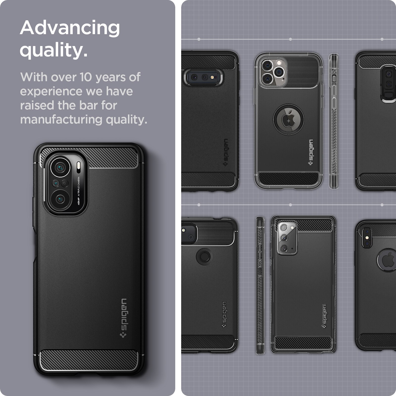 Spigen-funda Rugged Armor para Xiaomi Poco F3 / Redmi K40 Pro / K40 Pro +, fundas de TPU antideslizantes suave y Flexible, color negro mate