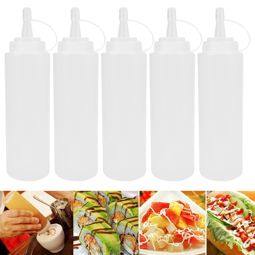 5pcs 230ml 8oz Plastic Squeeze Squirt Condiment Bo... - Vicedeal