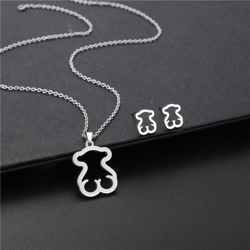 Rvs Hart Kruis Hanger Charme Ketting &amp; Oorbellen Hollow Chian Choker Sieraden Set Voor Vrouwen Accessoires: KK65-9