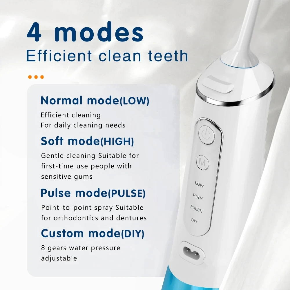Xiaomi-irrigador Dental de agua, hilo Dental, selección de dientes, lavadora bucal, 5 boquillas, 3 modos, recargable por USB, tanque de 300ml