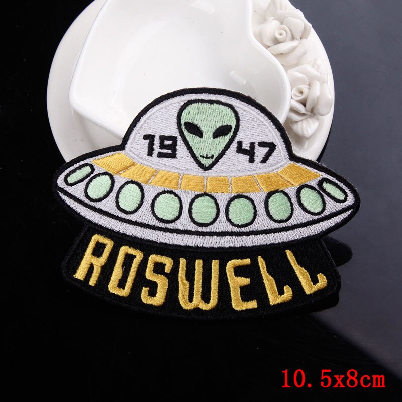 Diy Alien Patches Ijzer Op Patches Voor Kleding Borduren Patch Ufo Applicaties Custom Planet Stickers Strepen Badges Op Kleding: PE4746CT