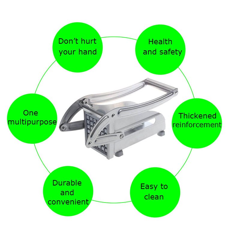 Fry Cutter Potato Chipper 2 Blades Cutter Rvs Thuis Frieten Chips Slicer Cutter Keuken Komkommer Chopper