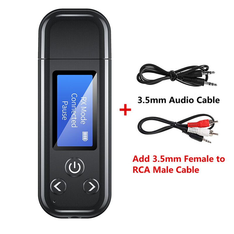 Bluetooth 5,0 Empfänger Absender LCD Anzeige USB kabellos Adapter Für PC Computer Auto Lautsprecher Unterstützung TF Karte Audio- Empfänger: mit RCA kabel