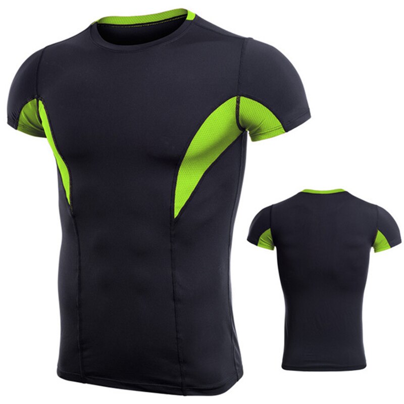 Sportshirt heren fitness hardloop t-shirts korte mouwen top t-shirts elastische sportkleding sportschool bodybuilding training t-shirt rashgard