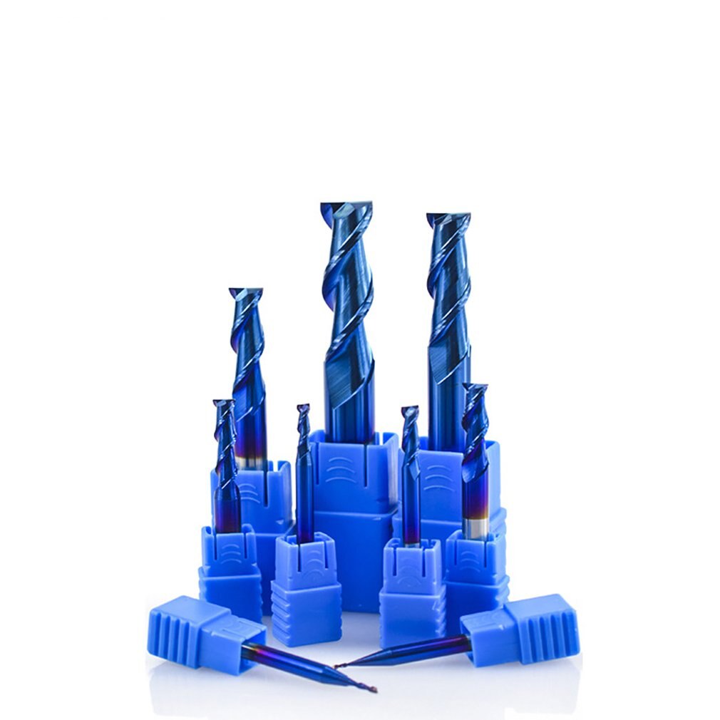 Multi-Standaard Frees Blauw Nano-Coated Flat-Bottom End Mill Multifunctionele High-Speed stalen Frees