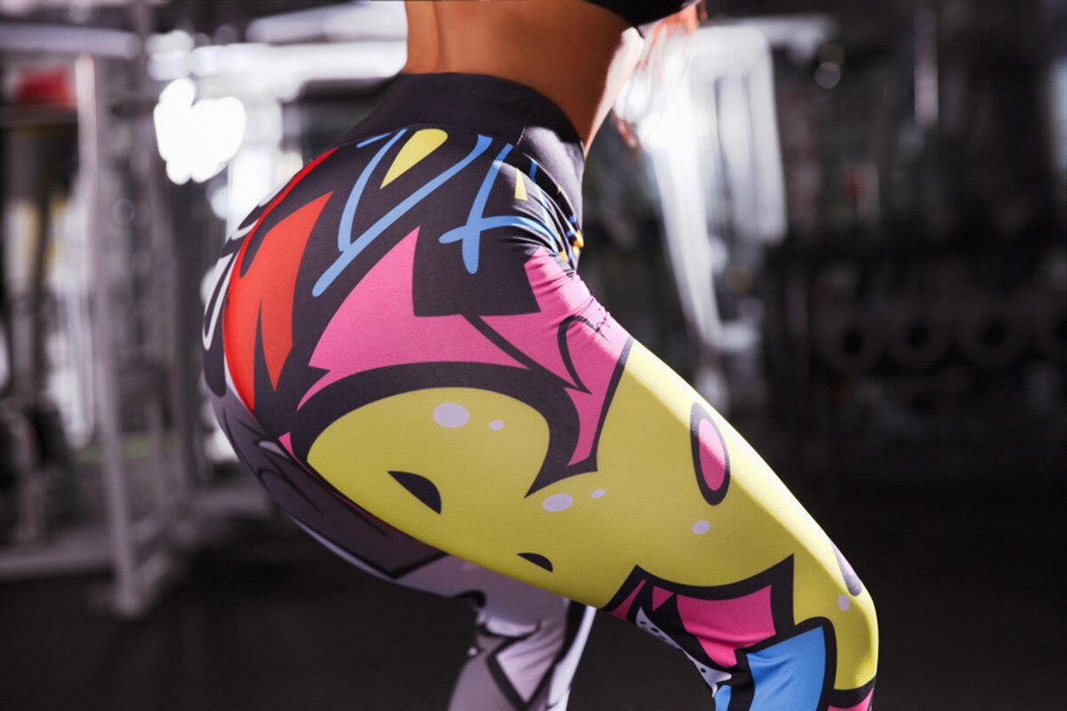 Ladyyoga pantsl leggings holografisk farve 3d grafisk fuldtrykt atletisk træningsbukser kvinder yogapants #40