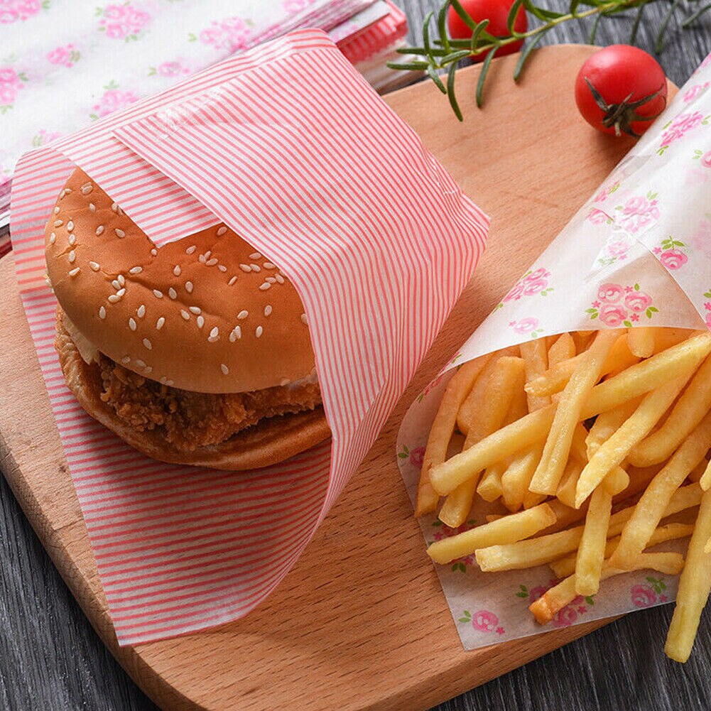 50 stk / lot vokspapir madkvalitet fedtpapir madindpakninger indpakningspapir til brød sandwich burger fries oliepapir bageværktøj