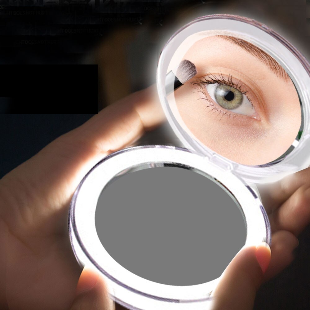 Portable Makeup Mirror with Led Lighted Travel Makeup Mirror Rechargeable USB Handheld Illuminated Cosmetic Mirror