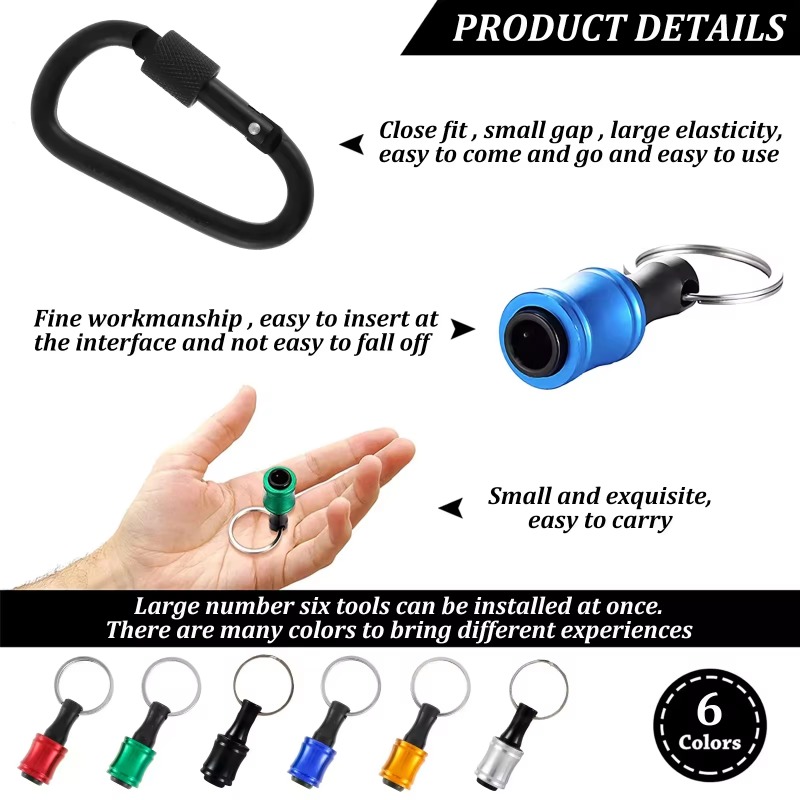 12pc Color Keychain Quick Change Connecting Rod 1/4 Hexagonal Handle Screwdriver Head Quick Release Sleeve Conversion Rod Set