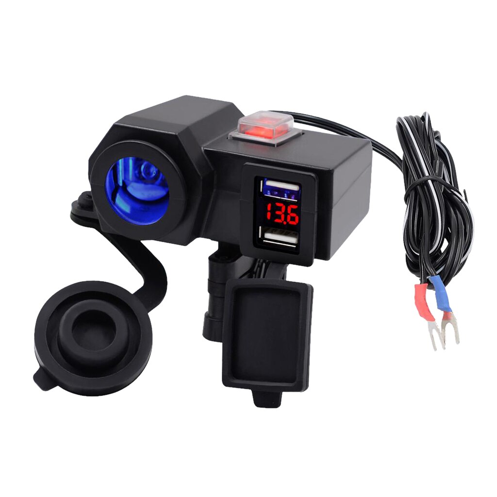 12V Motorfiets Usb Charger Led Voltmeter Sigarettenaansteker Motorbike