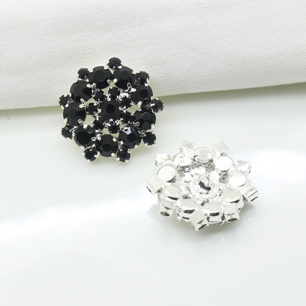 10 st/lot 22mm silver metallknappar diamant strass knapp diy för bröllop dekoration sömnad kläder knappar