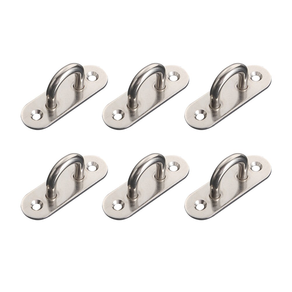 6pcs 2 Holes Fixed Eye Plate Home Rings Hook U Shaped Hammocks Leisure Sofa Ceiling Fan Sandbag Base Pad Stainless Steel