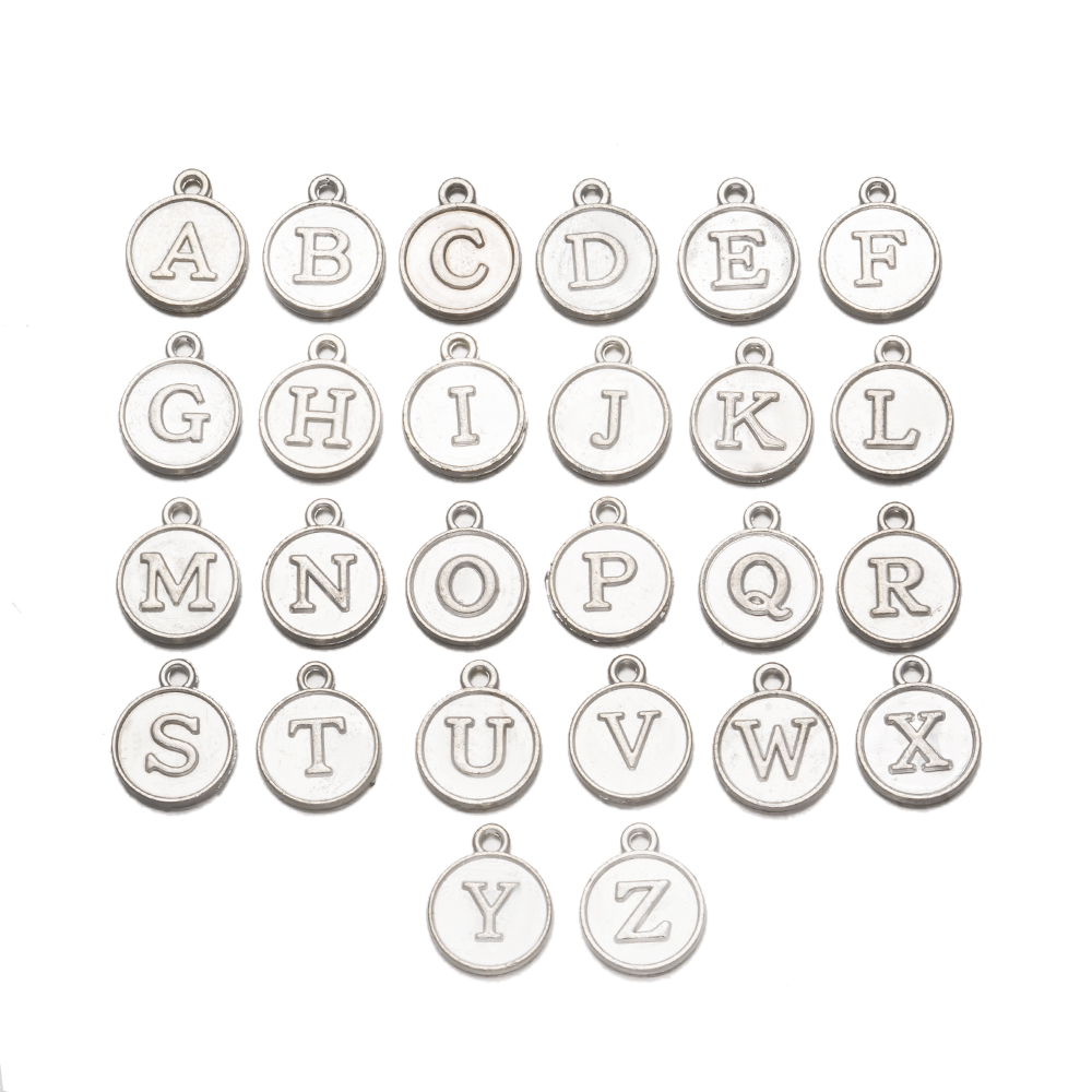Juego de colgantes con letras del alfabeto de A-Z para mujer, pulsera y pendientes hechos a mano, accesorios para hacer joyas, suministros, 12mm, 1 Juego: YELLOW