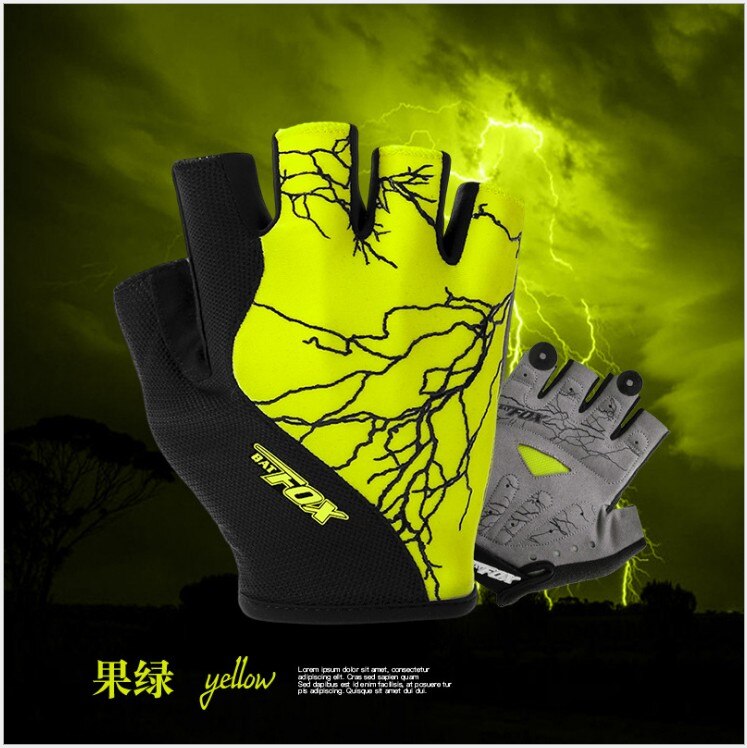 BATFOX-guantes de Ciclismo de medio dedo para hombre y mujer, plantilla de Gel antideslizante, transpirables, para ciclismo de montaña, Guantes de bicicleta de carretera, guantes deportivos de ciclismo