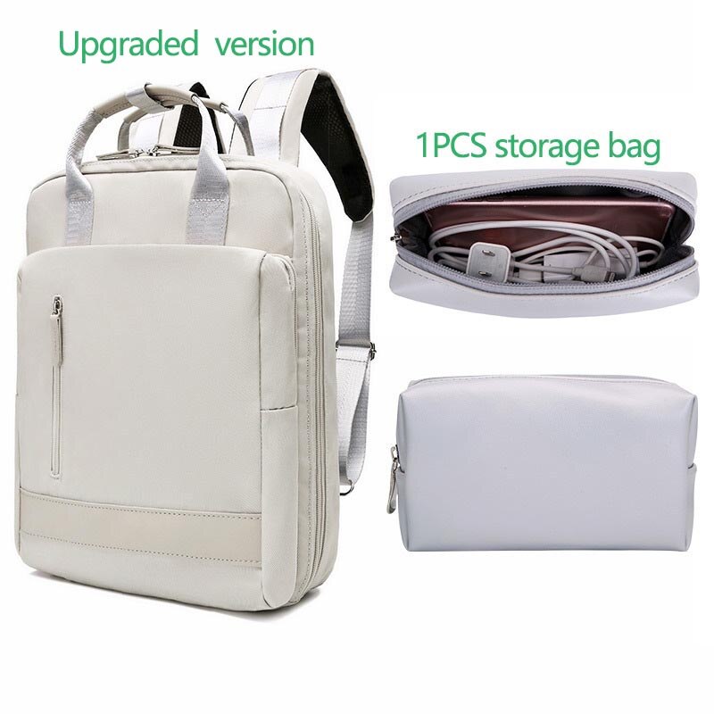 IKE MARTI Women's Backpack Daypack School Bag Sac A Dos Femme Man Waterproof Charging 15.6 Inch Laptop Backpack: Upgraded beige 02 / 14 INCH