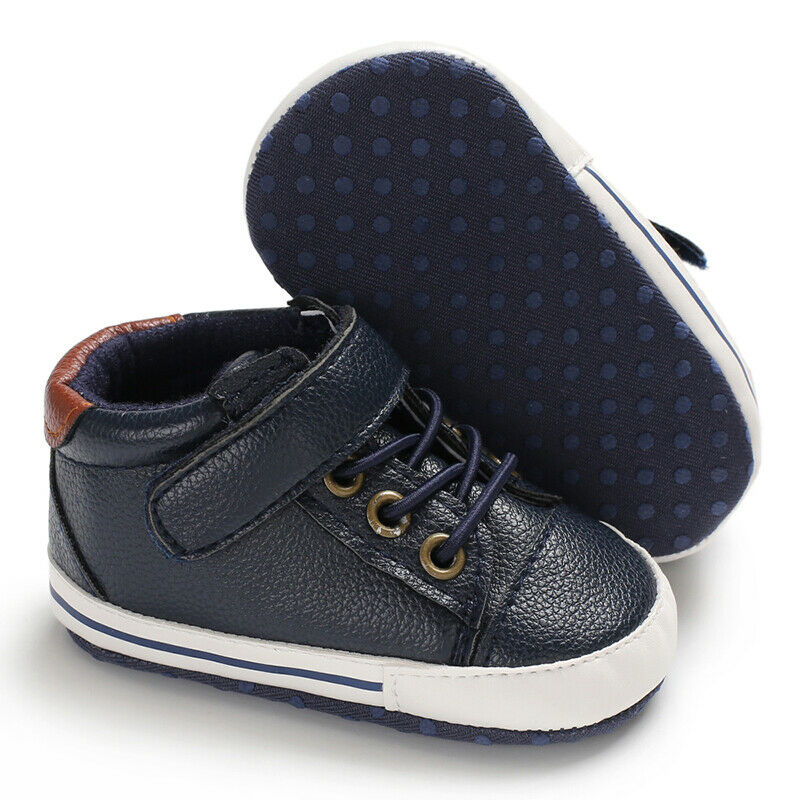 Baby Kids PU Leather Shoes Toddler Boys Girls Soft Crib Shoes Little Baby Faux Leather Sneakers Anti-slip Trainer Footwear Boots