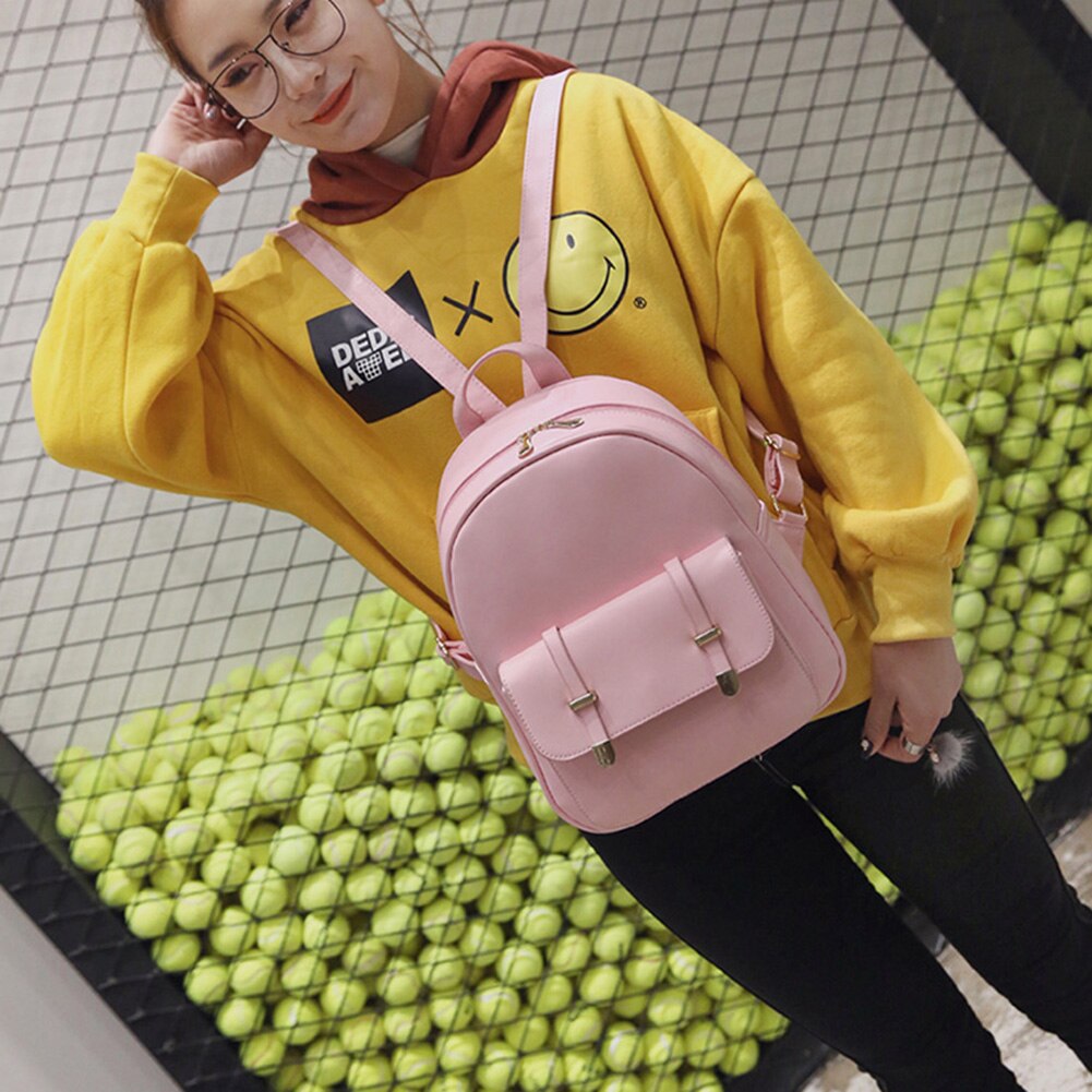 3 pièces/ensemble Mini sac à dos sac à bandoulière en cuir synthétique polyuréthane pour femmes adolescentes petit sac à dos femme dames école sac à dos