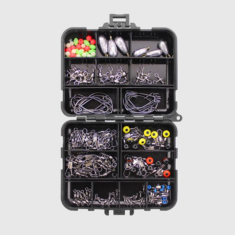 160pcs/box Fishing Accessories Kit Set With Fishing Tackle Box Including Jig Hooks Fishing Sinker weights fishing Swivels Snaps