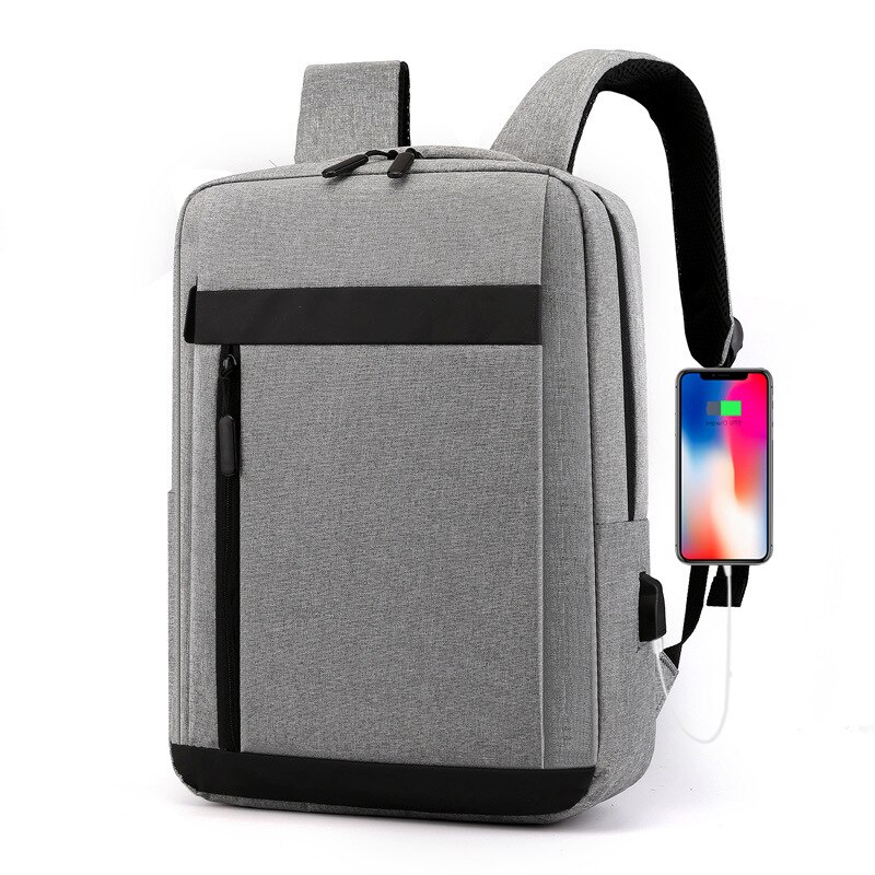 SUUTOOP Men Nylon Laptop Backpack USB Charging Travel Teenagers Schoolbag School Bag Sports Notebook Pack For Male Female Women: gray