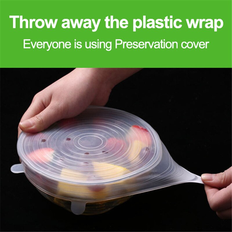 BPa Free Silicone Stretch Lid for Different Sizes and Shapes Of Container Freezer Microwave 12 PCs